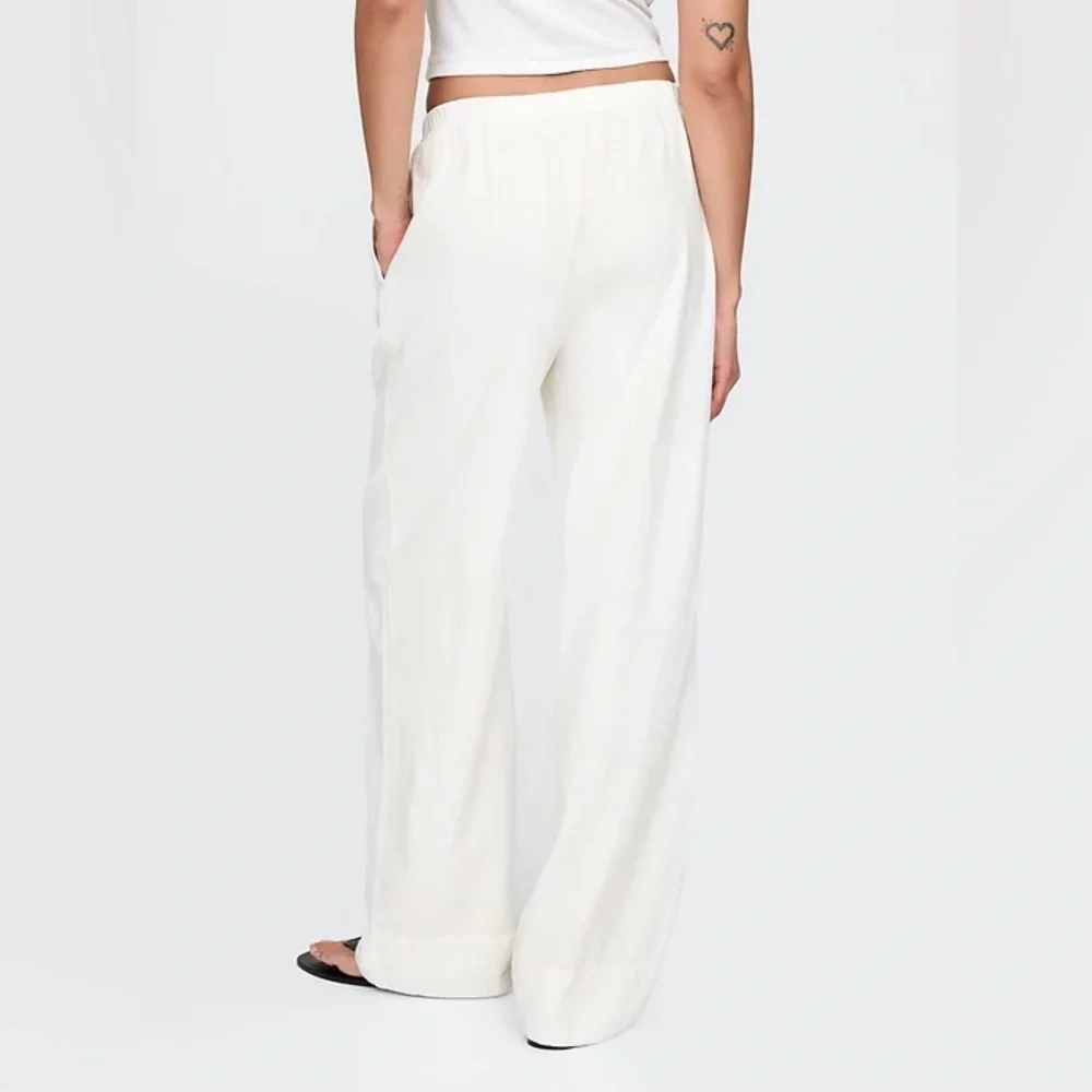 NWT! GAP Off White Linen-Blend Easy Wide-Hem Pants - Multiple🩷 #713975